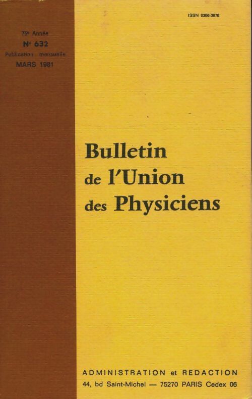 Livrenpoche : Bulletin de l'union des physiciens n°632 - Collectif - Livre