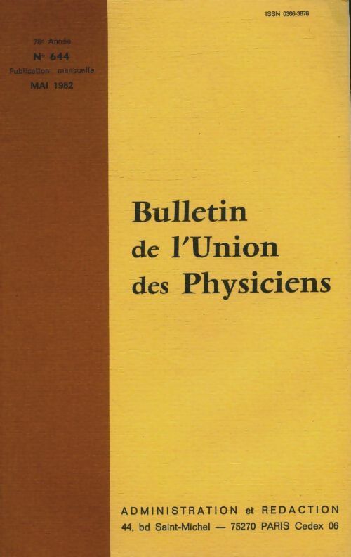 Livrenpoche : Bulletin de l'union des physiciens n°644 - Collectif - Livre