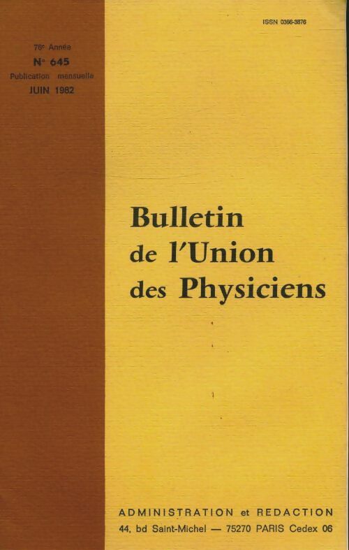 Livrenpoche : Bulletin de l'union des physiciens n°645 - Collectif - Livre