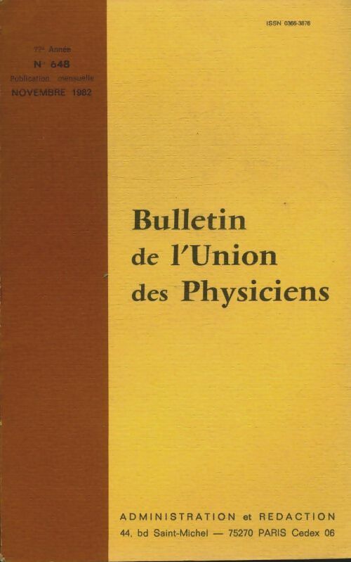 Livrenpoche : Bulletin de l'union des physiciens n°648 - Collectif - Livre