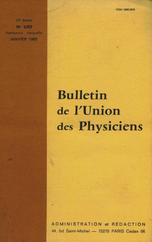 Livrenpoche : Bulletin de l'union des physiciens n°650 - Collectif - Livre