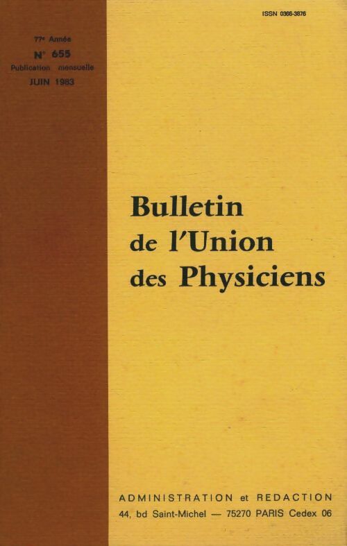 Livrenpoche : Bulletin de l'union des physiciens n°655 - Collectif - Livre