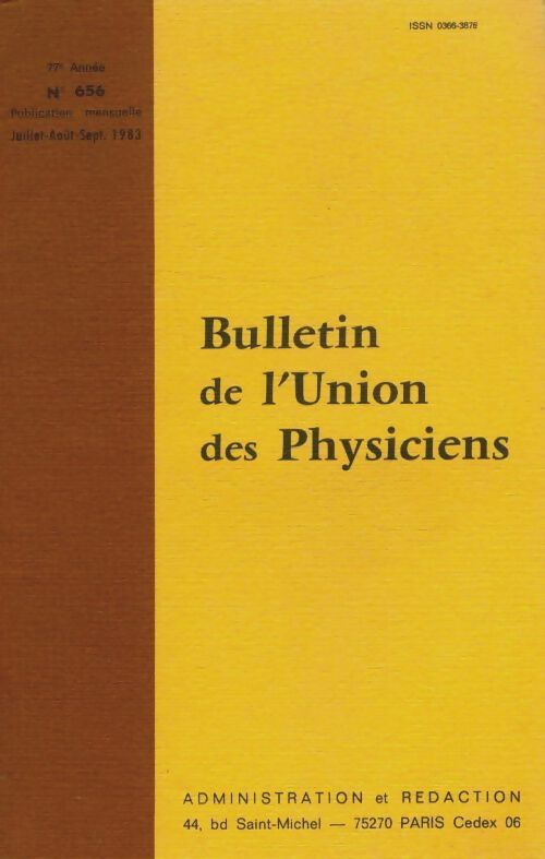 Livrenpoche : Bulletin de l'union des physiciens n°656 - Collectif - Livre