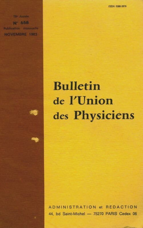 Livrenpoche : Bulletin de l'union des physiciens n°658 - Collectif - Livre