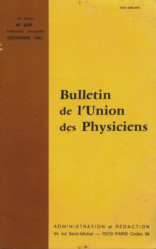 Livrenpoche : Bulletin de l'union des physiciens n°659 - Collectif - Livre