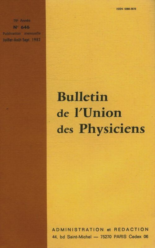 Livrenpoche : Bulletin de l'union des physiciens n°646 - Collectif - Livre