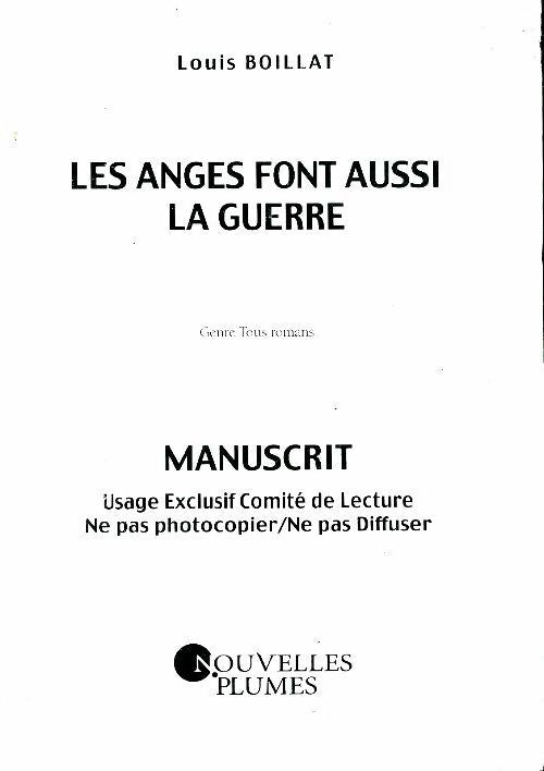 Livrenpoche : Les anges aussi font la guerre - Louis Boillat - Livre