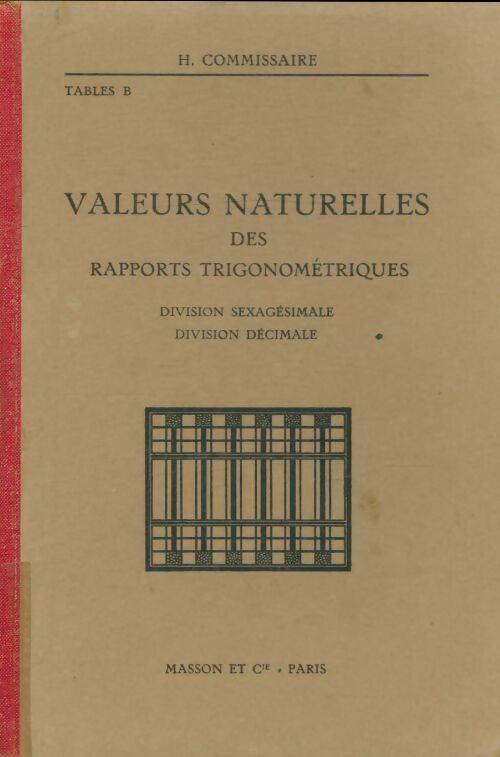 Livrenpoche : Valeurs naturelles des rapports trigonométriques - H. Commissaire - Livre
