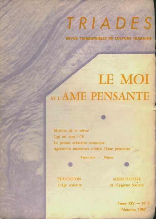 Livrenpoche : Triades Tome XIV n°3 : Le moi et l'âme pensante - Collectif - Livre