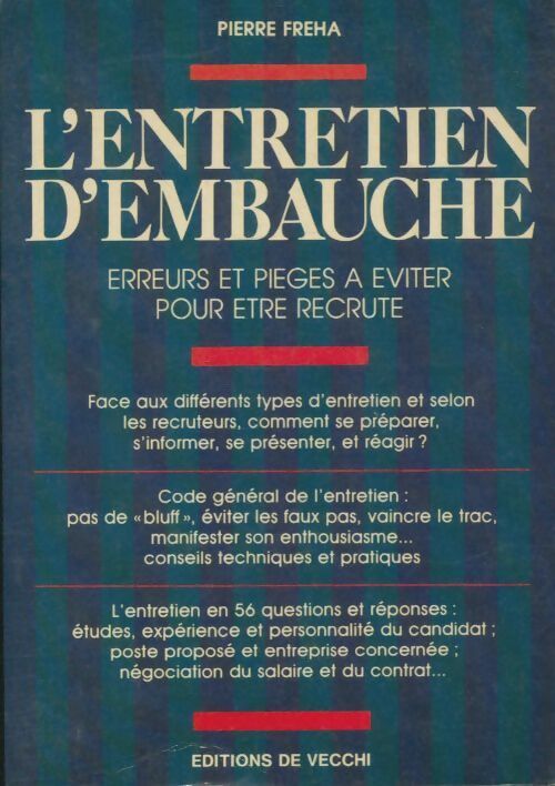 Livrenpoche : L'entretien d'embauche: erreurs et pièges a éviter pour être recruté - Pierre Fréha - Livre
