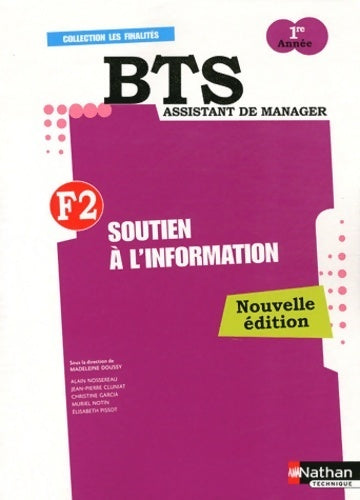 Livrenpoche : Finalité 2. Soutien à l'information BTS 1re année - Jean-Pierre Cluniat - Livre