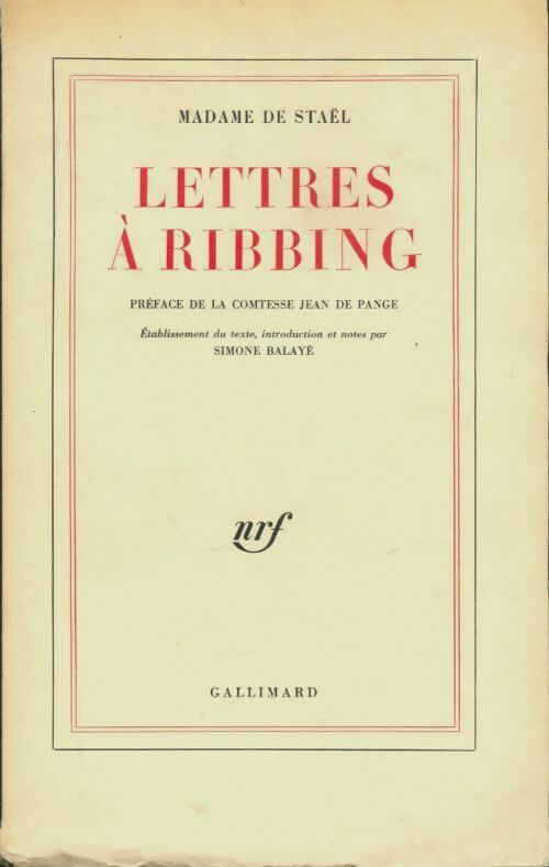 Livrenpoche : Lettres à Ribbing - Madame De Stael - Livre
