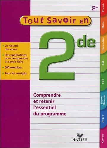 Livrenpoche : Tout savoir en Seconde - Didier Hourquin - Livre