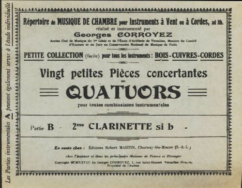 Livrenpoche : Vingt petites pièces concertantes en quatuors - Georges Corroyez - Livre