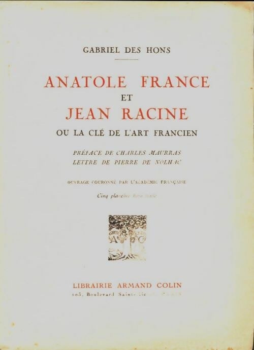 Livrenpoche : Anatole France et racine - Gabriel Des Hons - Livre