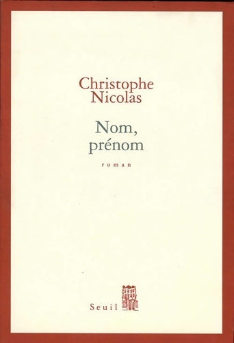 Livrenpoche : Nom prénom - Christophe Nicolas - Livre