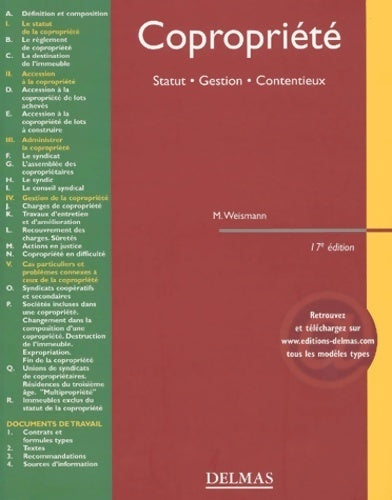 Livrenpoche : Copropriéte : Statut - gestion - contentieux - Marion Weismann - Livre
