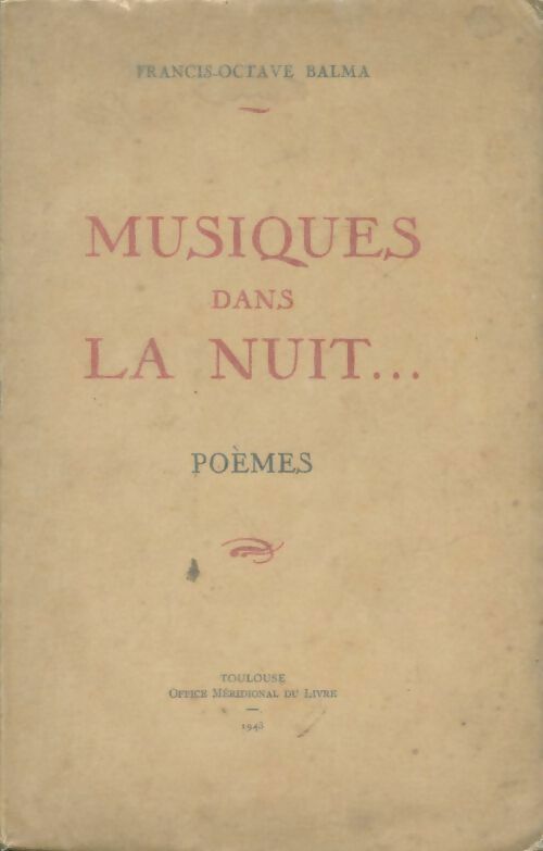 Livrenpoche : Musiques dans la nuit - Francis-Octave Balma - Livre