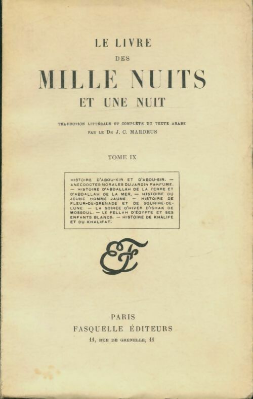 Livrenpoche : Le livre des mille nuits et une Tome IX - Dr J.-C. Mardrus - Livre
