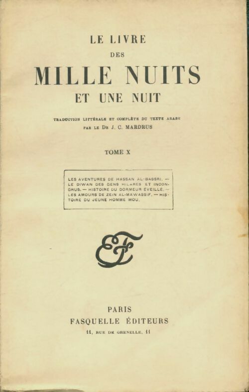 Livrenpoche : Le livre des mille nuits et une Tome X - Dr J.-C. Mardrus - Livre