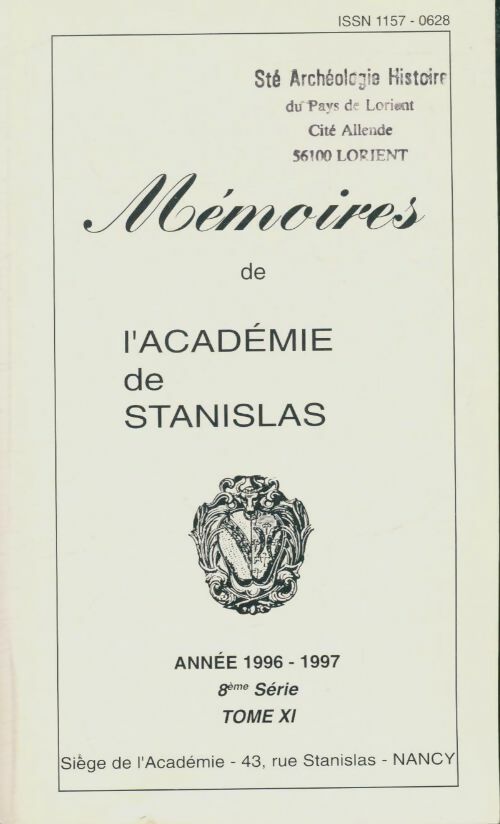 Livrenpoche : Mémoires de l'académie de Stanislas 8e série Tome XI - Collectif - Livre
