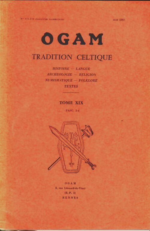 Livrenpoche : Ogam tradition celtique n°111-112 Tome XIX - fascicule 3-4 - Collectif - Livre