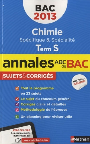 Livrenpoche : Chimie Terminale S Sujets & corrigés 2013 - Collectif - Livre