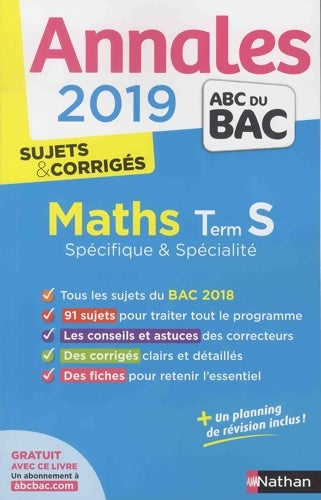 Livrenpoche : Maths Terminale S Spécifique & spécialité Sujets & corrigés 2019 - Christian Lixi - Livre
