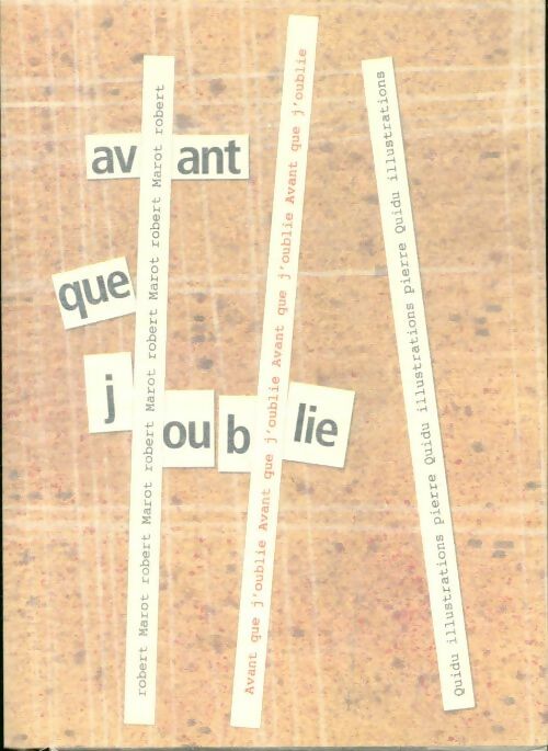 Livrenpoche : Avant que j'oublie - Robert Marot - Livre