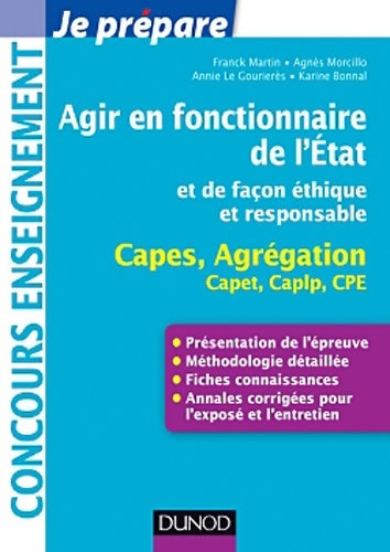 Livrenpoche : Agir en fonctionnaire de l'etat et de façon éthique et responsable. Capes-agreg-capet... - Franck Martin - Livre