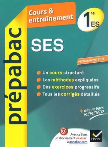 Livrenpoche : SES 1ère ES. Cours & entraînement - Jean-Claude Drouin - Livre