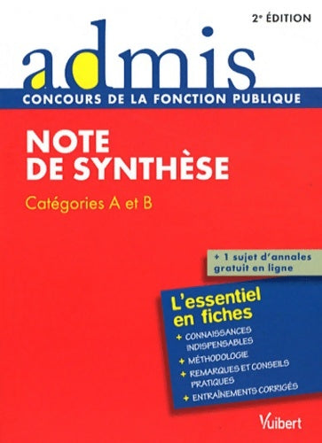 Livrenpoche : Note de synthèse : Fonction publique catégories A et B - Olivier Bellégo - Livre