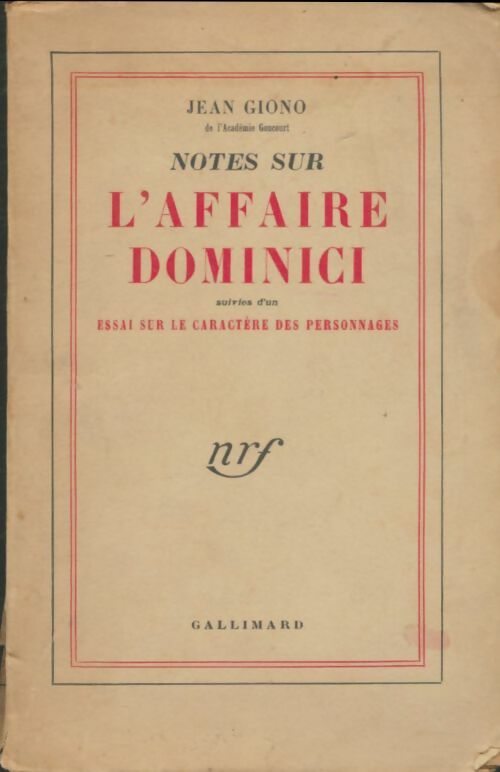 Notes sur l'affaire Dominici - Jean Giono - Livre