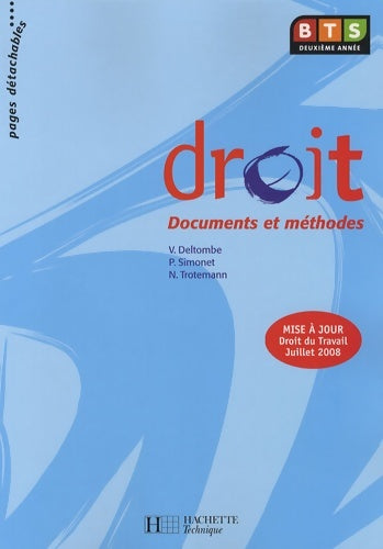 Livrenpoche : Droit BTS 2e année livre de l'élève éd. 2008 - Véronique Deltombe - Livre