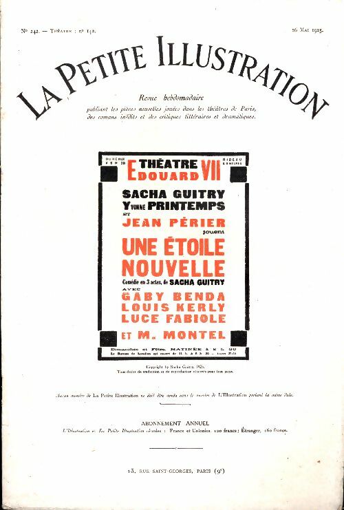Livrenpoche : La petite illustration n°242 Théâtre n°142 : Une étoile nouvelle - Collectif - Livre