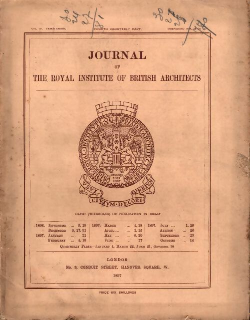 Livrenpoche : Journal of the institute of British architects Vol IV 4/4 1897 - Collectif - Livre