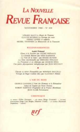 Livrenpoche : La n. R. F. Numéro 430 novembre 1988 - Collectif - Livre
