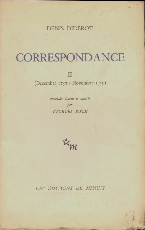 Livrenpoche : Correspondance Tome II : Décembre 1757-Novembre 1759 - Denis Diderot - Livre