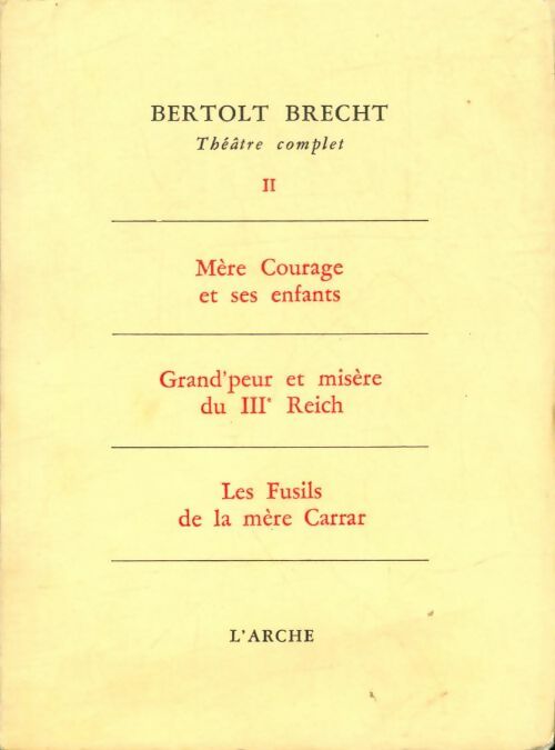 Livrenpoche : Théâtre complet Tome II - Bertolt Brecht - Livre
