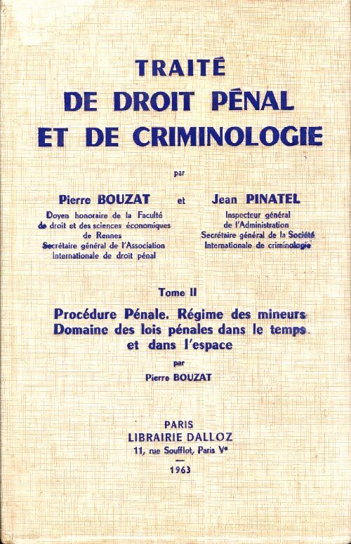 Livrenpoche : Traité de droit pénal et de criminologie 1963 Tome II - Pierre Bouzat - Livre