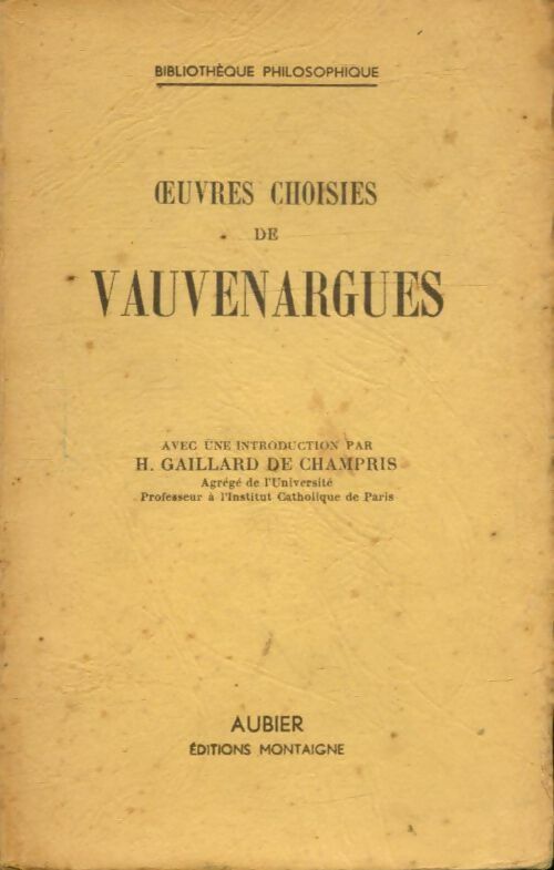 Livrenpoche : Oeuvres choisies de Vauvenargues - Vauvenargues - Livre