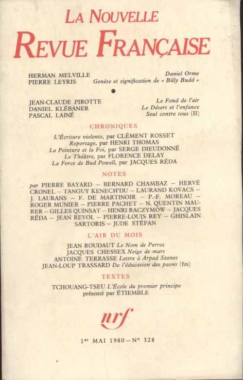 Livrenpoche : La nouvelle revue Française n°328 - Collectif - Livre