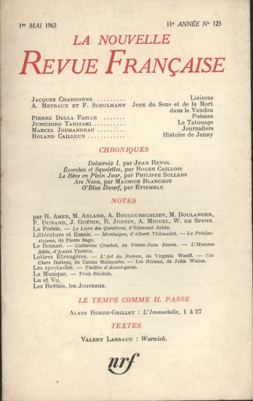 Livrenpoche : La nouvelle revue Française n°125 - Collectif - Livre