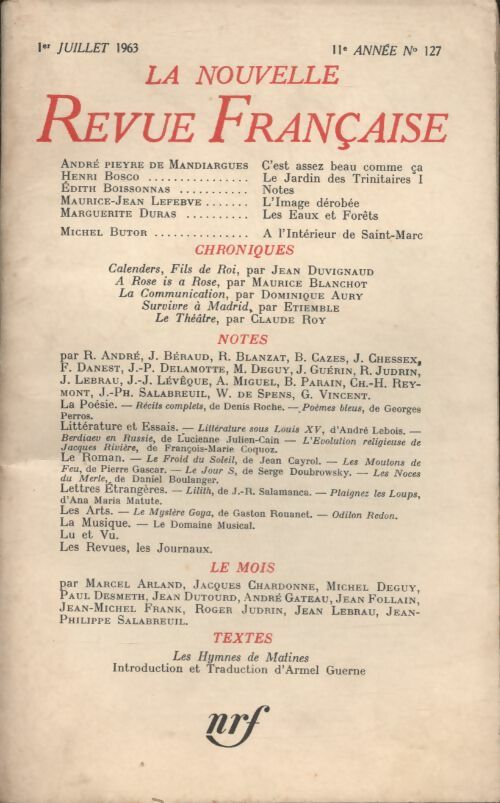 Livrenpoche : La nouvelle revue Française n°127 - Collectif - Livre