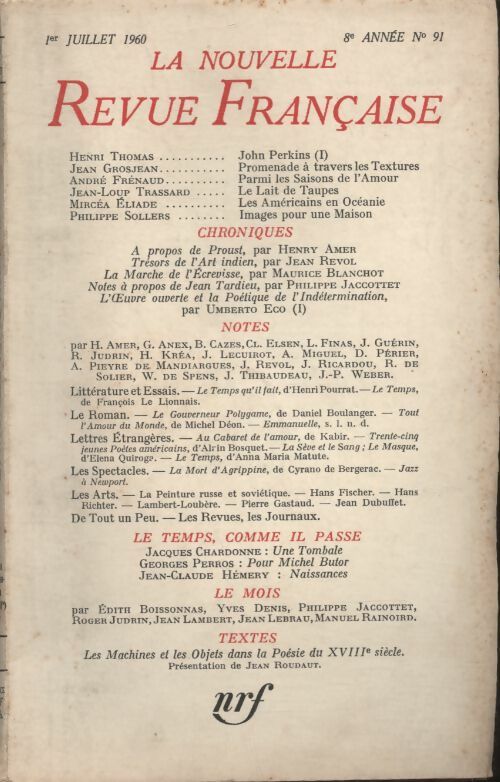 Livrenpoche : La nouvelle revue Française n°91 - Collectif - Livre