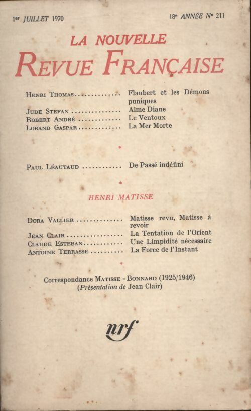 Livrenpoche : La nouvelle revue Française n°211 - Collectif - Livre