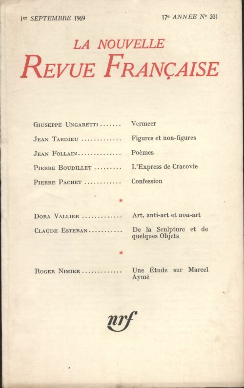 Livrenpoche : La nouvelle revue Française n°201 - Collectif - Livre