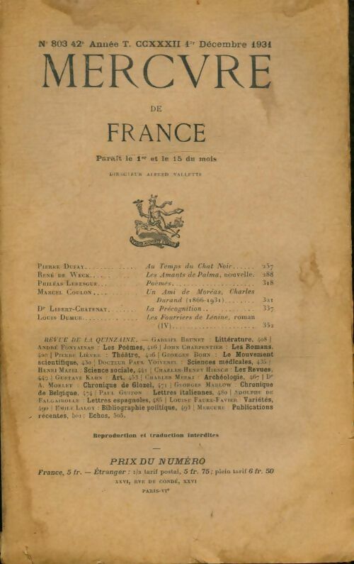 Livrenpoche : Mercure de France n°803 - Collectif - Livre