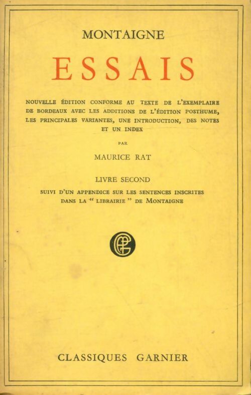 Livrenpoche : Essais Tome II - Montaigne - Livre