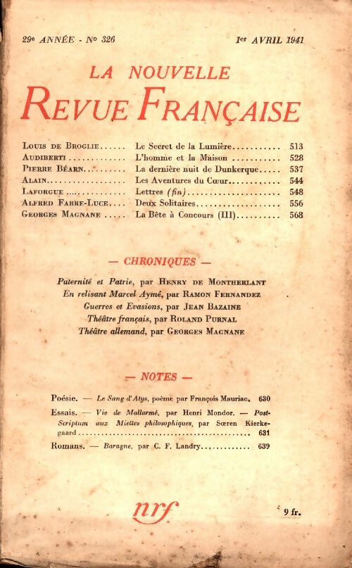 Livrenpoche : La Nouvelle Revue Française n°326 - Collectif - Livre
